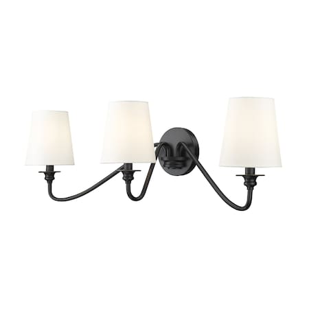 Z-Lite Gianna Wall Sconce, 3-Light, 32 In.W x 10 In.L x 9.75 In.H, Matte Black/White 7509-3S-MB